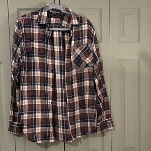 Brown Plaid Button-Up Shirt